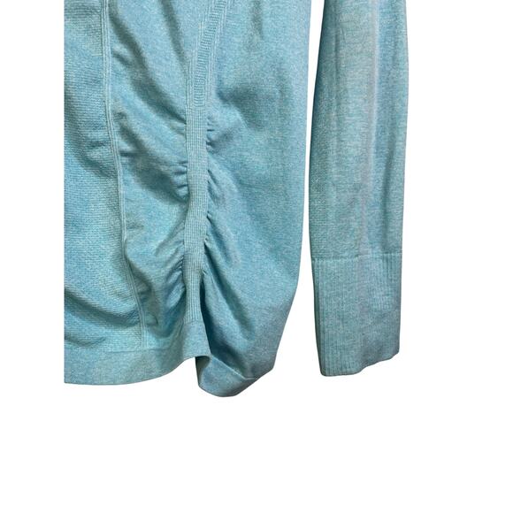 Athleta Running Pullover Jacket Womens M Blue Ruched Front Half Zip Turtle Neck - Picture 7 of 8